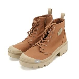 Palladium Pallabase Twill Ankle Boots Carmel Canvas Mid Supply Boots Size 11